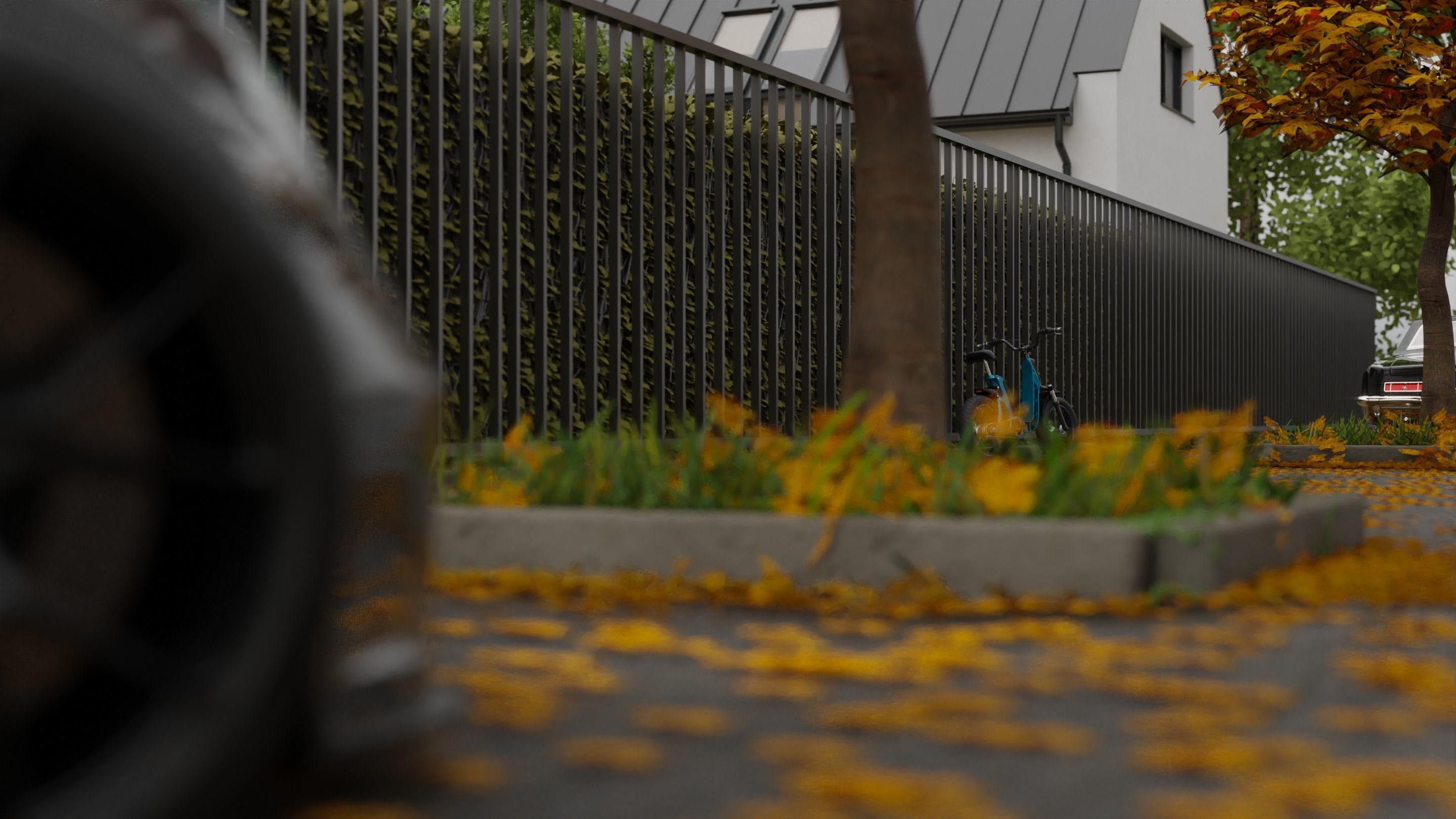 Free Automotive Autumn Scene 3D Blender File Textured Free 3D model_6