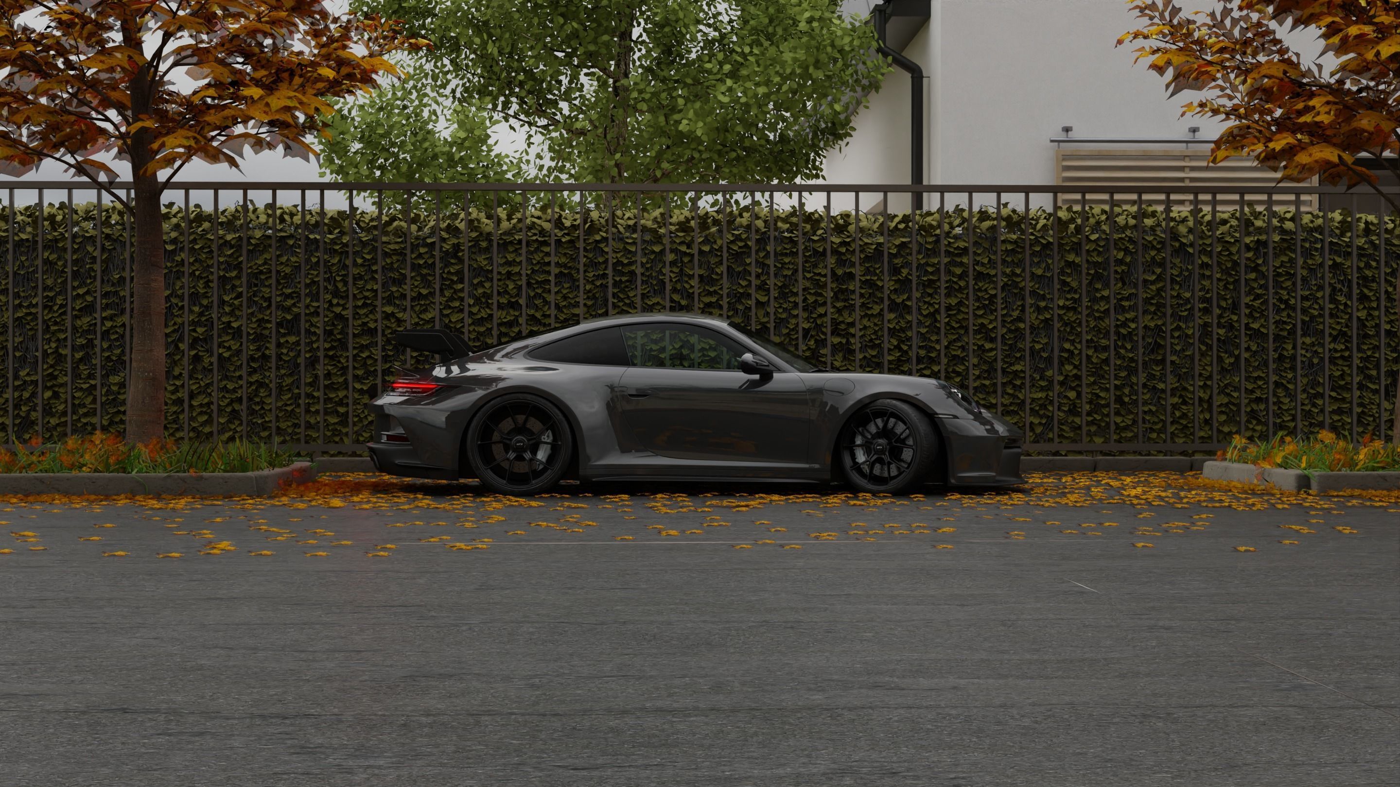 Free Automotive Autumn Scene 3D Blender File Textured Free 3D model_2