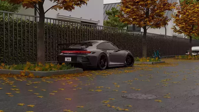 Free Automotive Autumn Scene 3D Blender File Textured Free 3D model