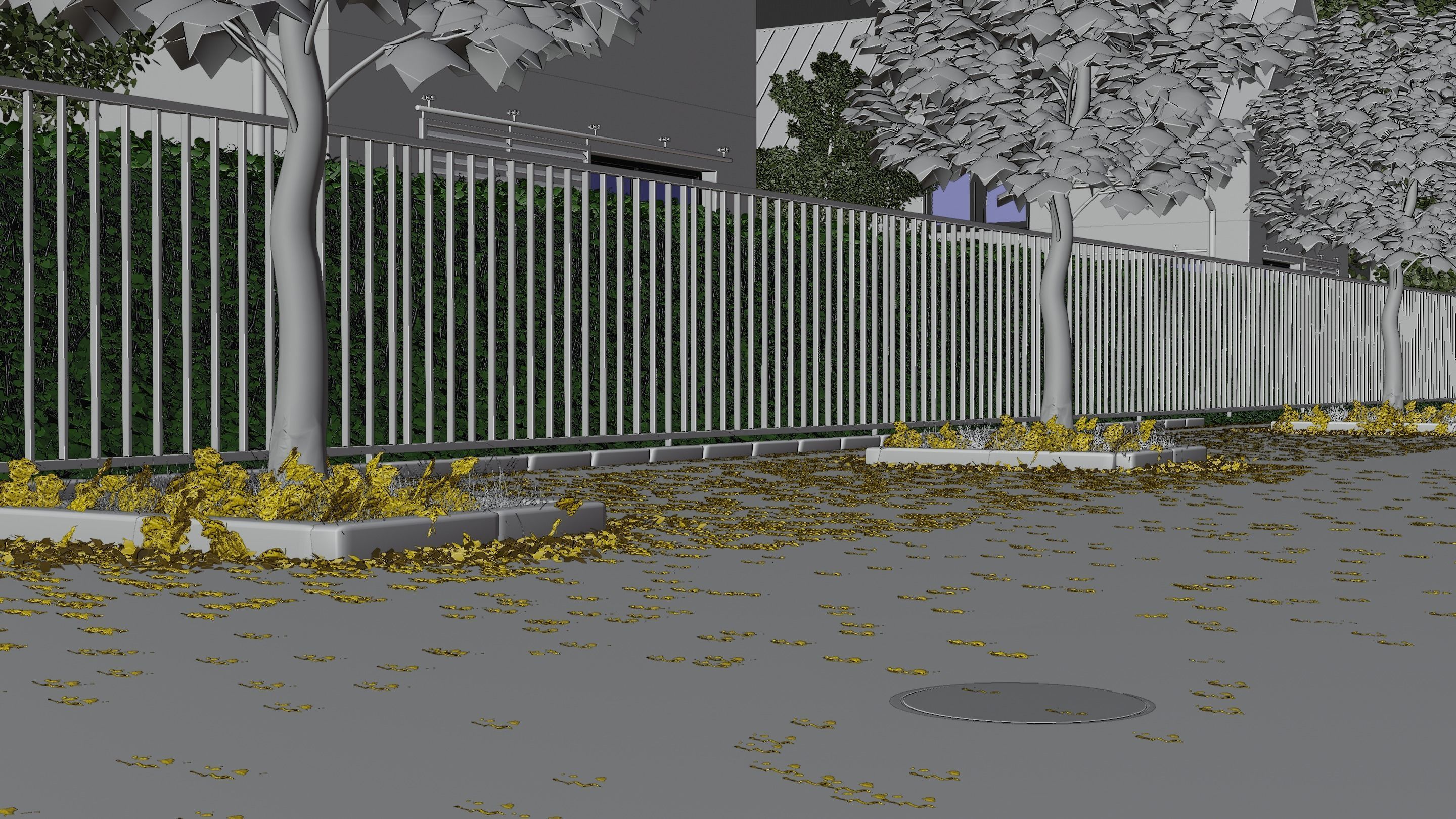 Free Automotive Autumn Scene 3D Blender File Textured Free 3D model_7