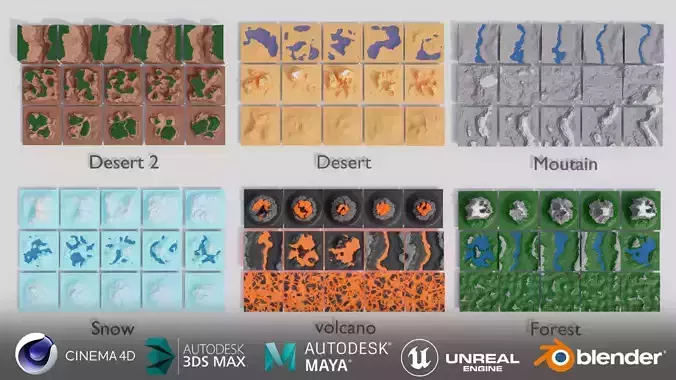 200 low poly terrain Low-poly 3D model