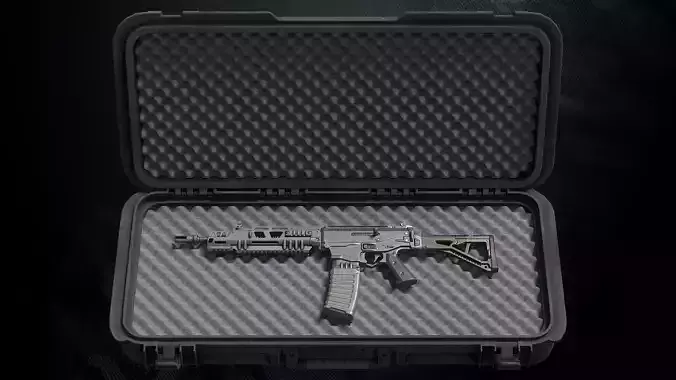 Heat 772 Assault Rifle With Hands and weapon case Low-poly 3D model Heat 772 Assault Rifle With Hands and weapon case Low-poly 3D model