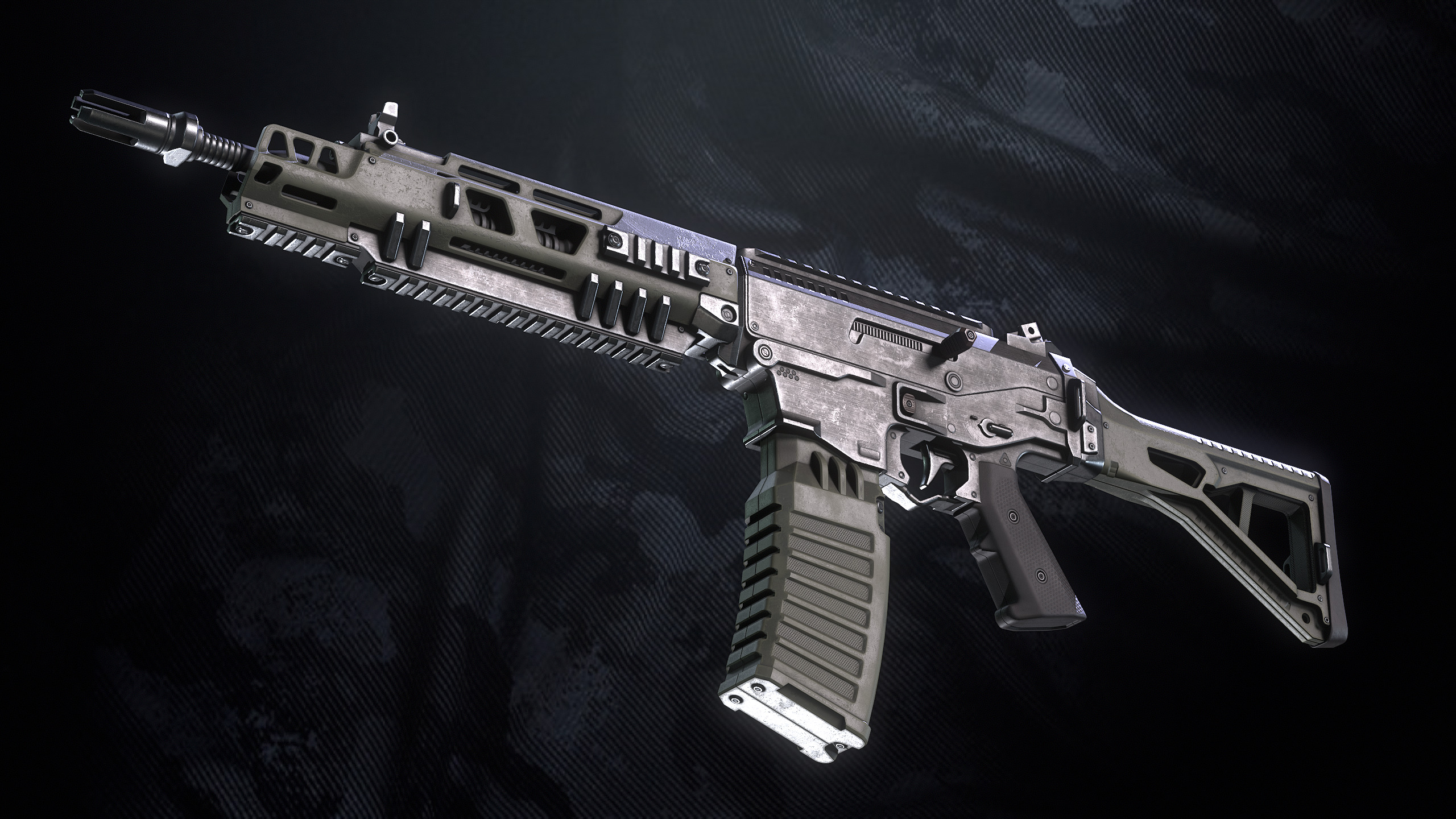 Heat 772 Assault Rifle With Hands and weapon case Low-poly 3D model_8