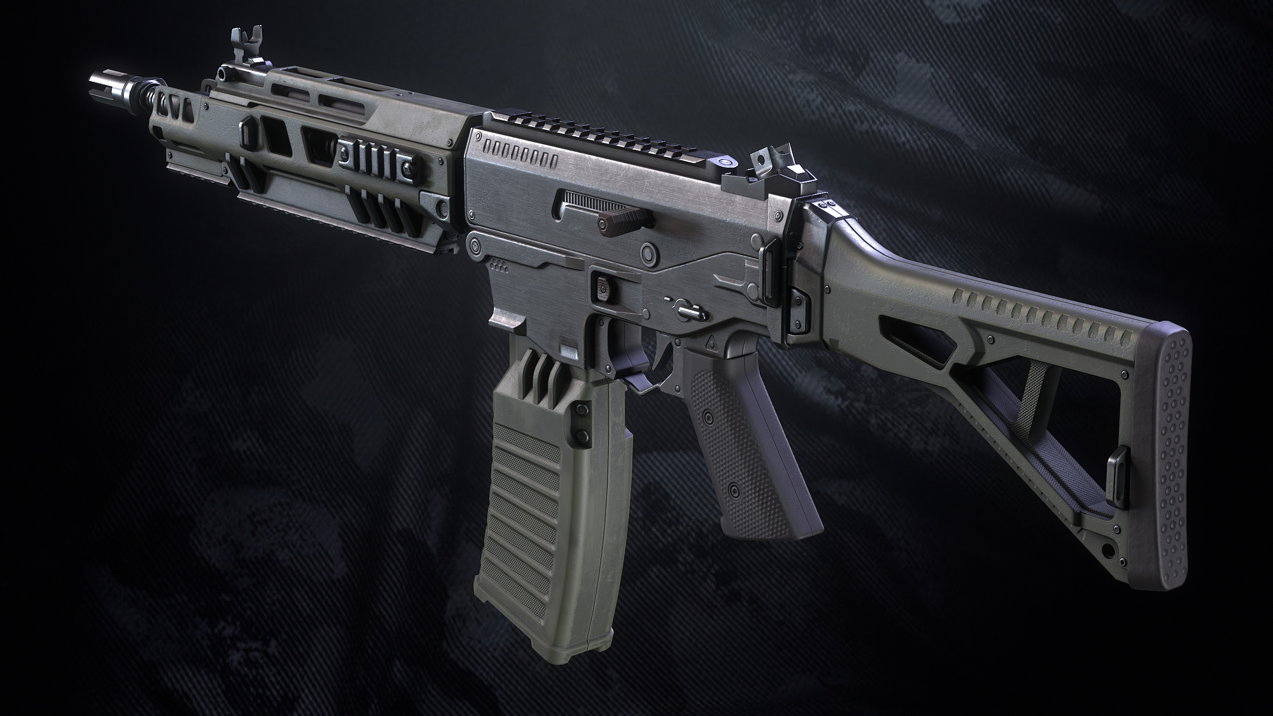 Heat 772 Assault Rifle With Hands and weapon case Low-poly 3D model_12