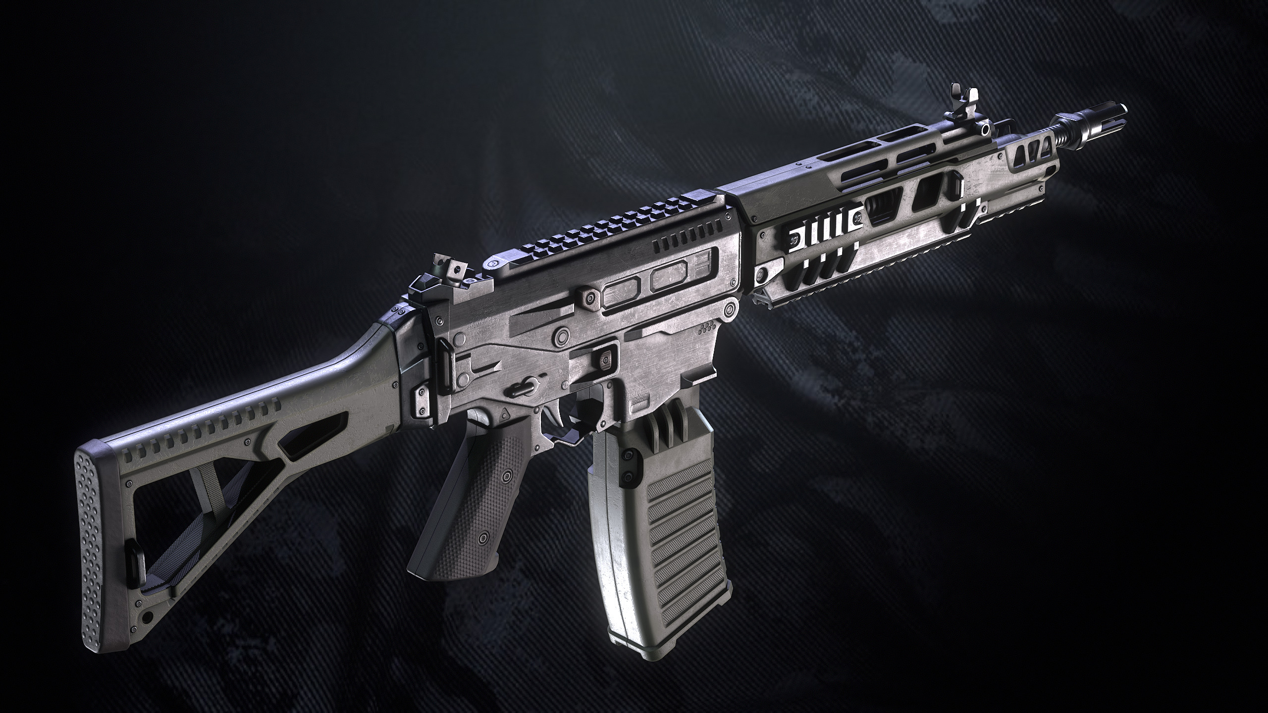 Heat 772 Assault Rifle With Hands and weapon case Low-poly 3D model_11
