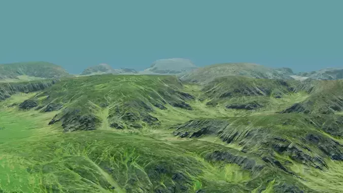 Grass Rock Hills Valley Landscape 3D model