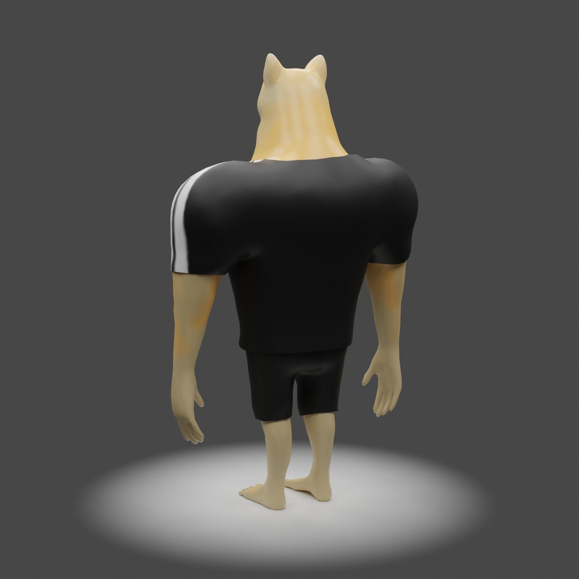 Big buff doge meme - Swole doge Low-poly 3D model_1