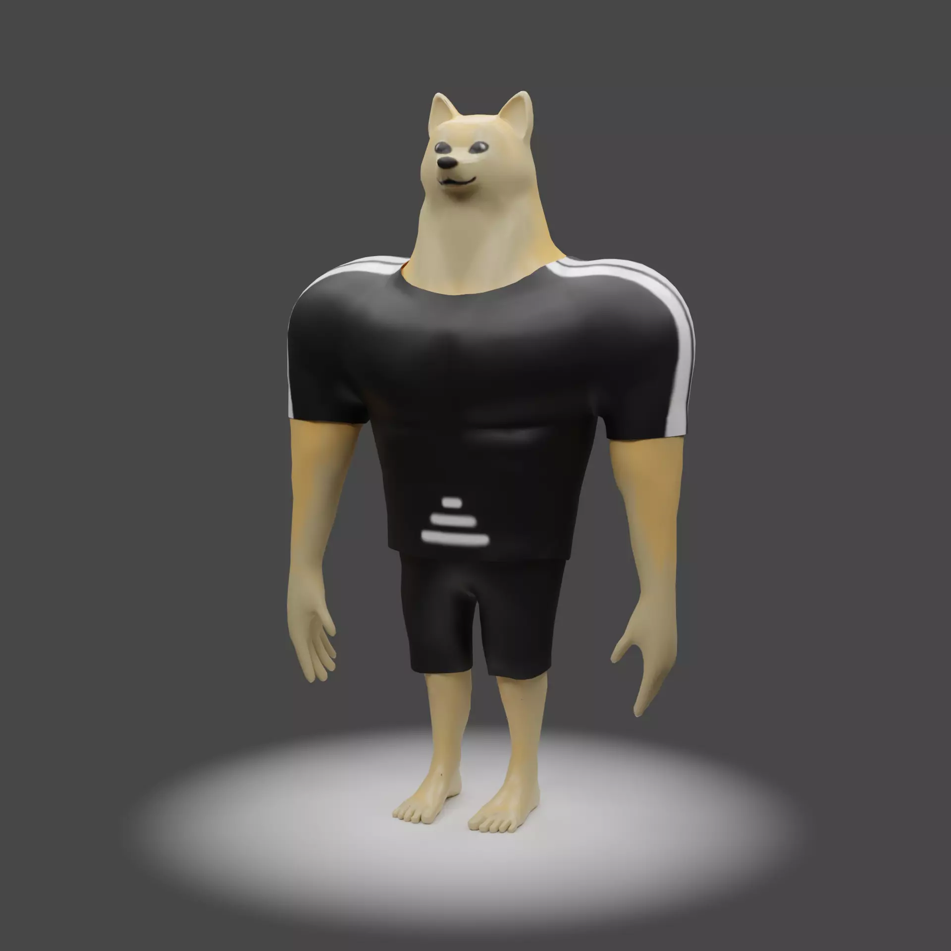 Big buff doge meme - Swole doge Low-poly 3D model_0
