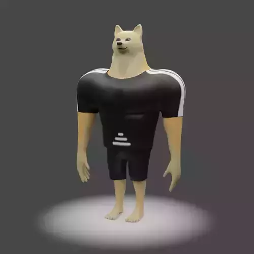 Big buff doge meme - Swole doge Low-poly 3D model