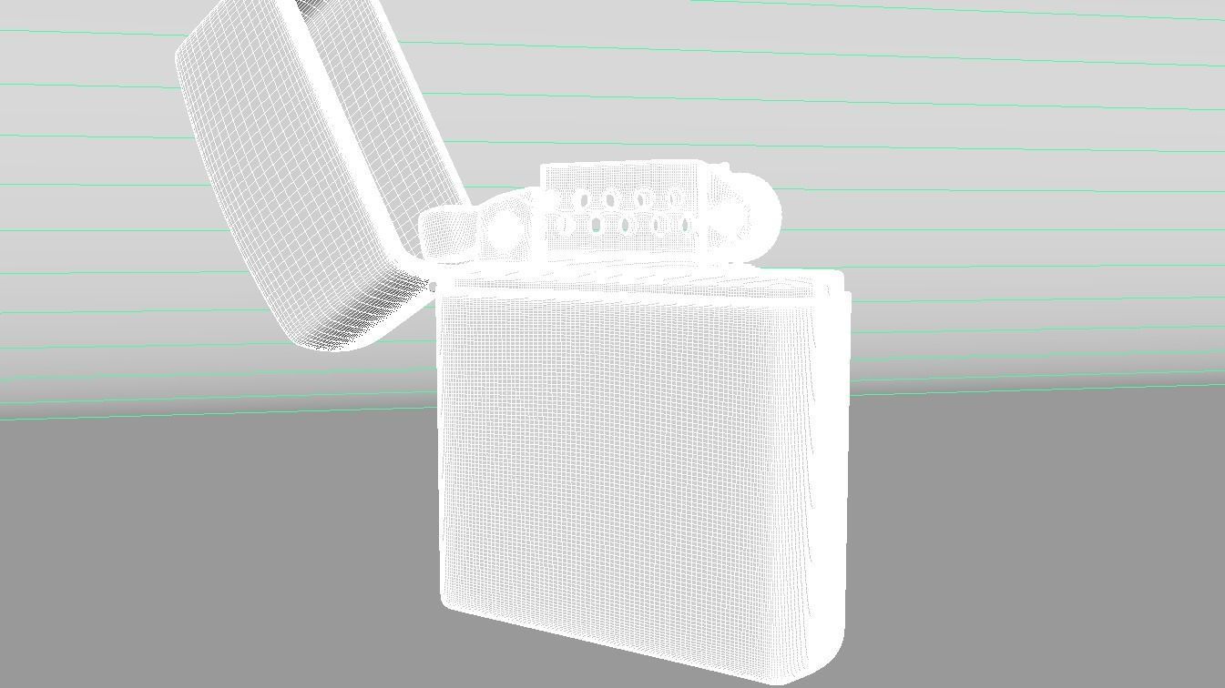 high poly pocket zippo lighter 3D model_4