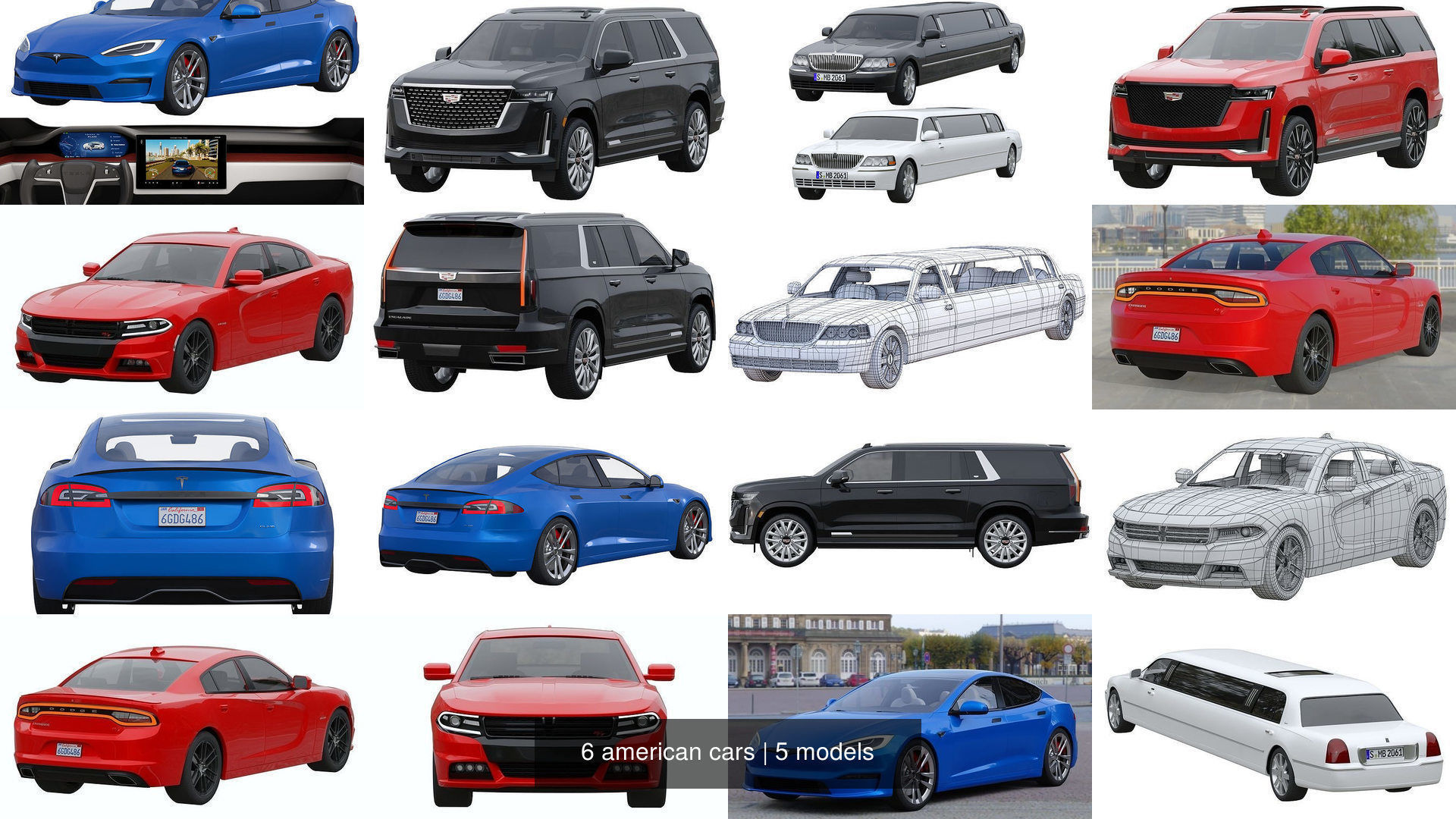 6 american cars 3D Model Collection_2