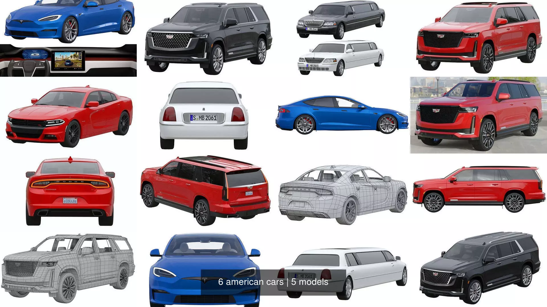 6 american cars 3D Model Collection_1