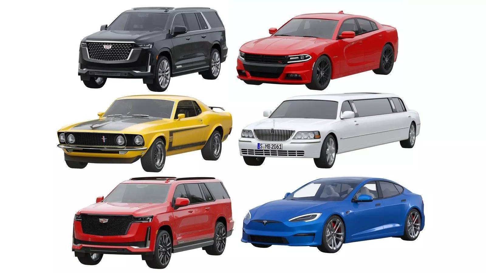 6 american cars 3D Model Collection_0