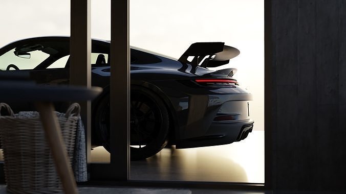 Automotive Villa Render Scene 3D Blender File Textured 3D model 3