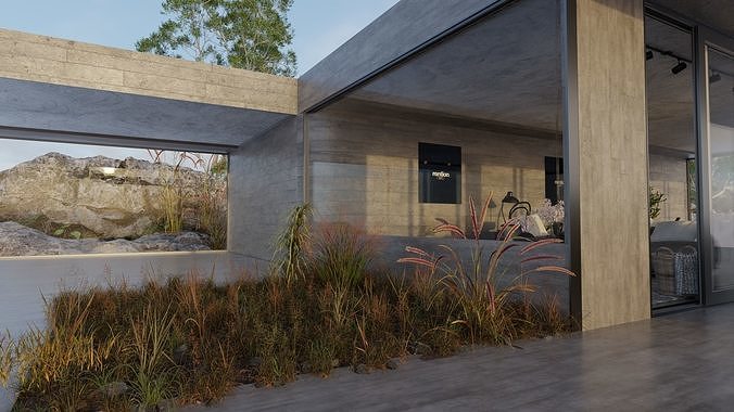 Automotive Villa Render Scene 3D Blender File Textured 3D model 5