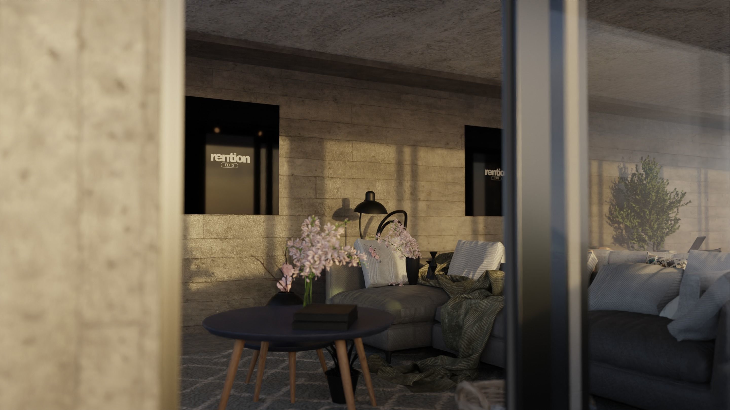 Automotive Villa Render Scene 3D Blender File Textured 3D model_1