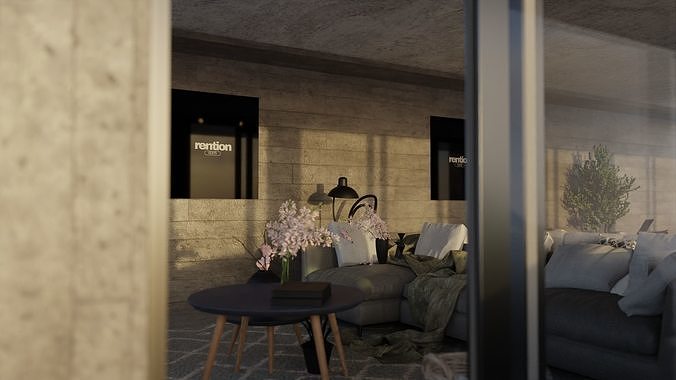 Automotive Villa Render Scene 3D Blender File Textured 3D model 2