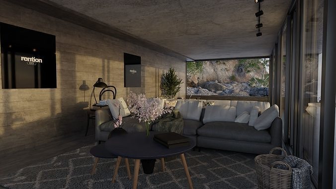 Automotive Villa Render Scene 3D Blender File Textured 3D model 4