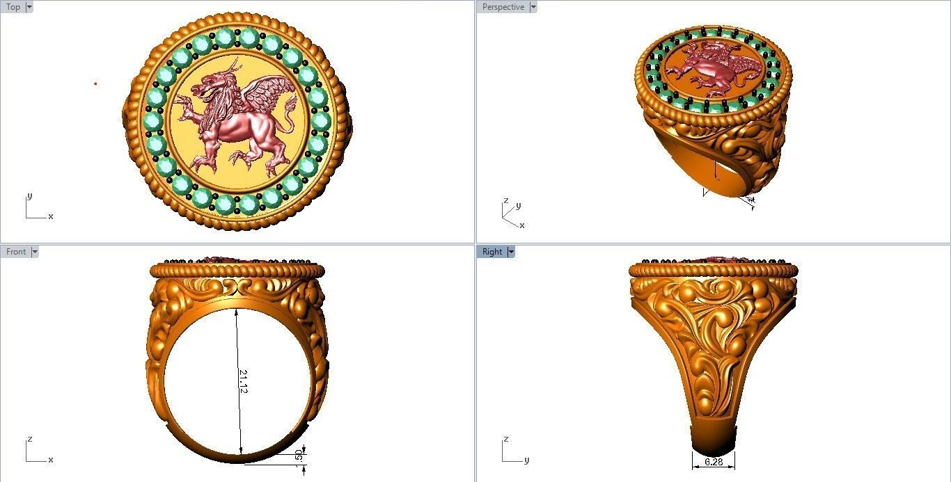 Guardian Lion Ring 3D print model_4