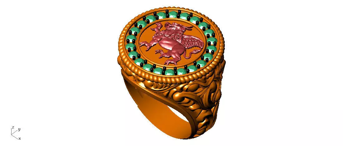 Guardian Lion Ring 3D print model_0