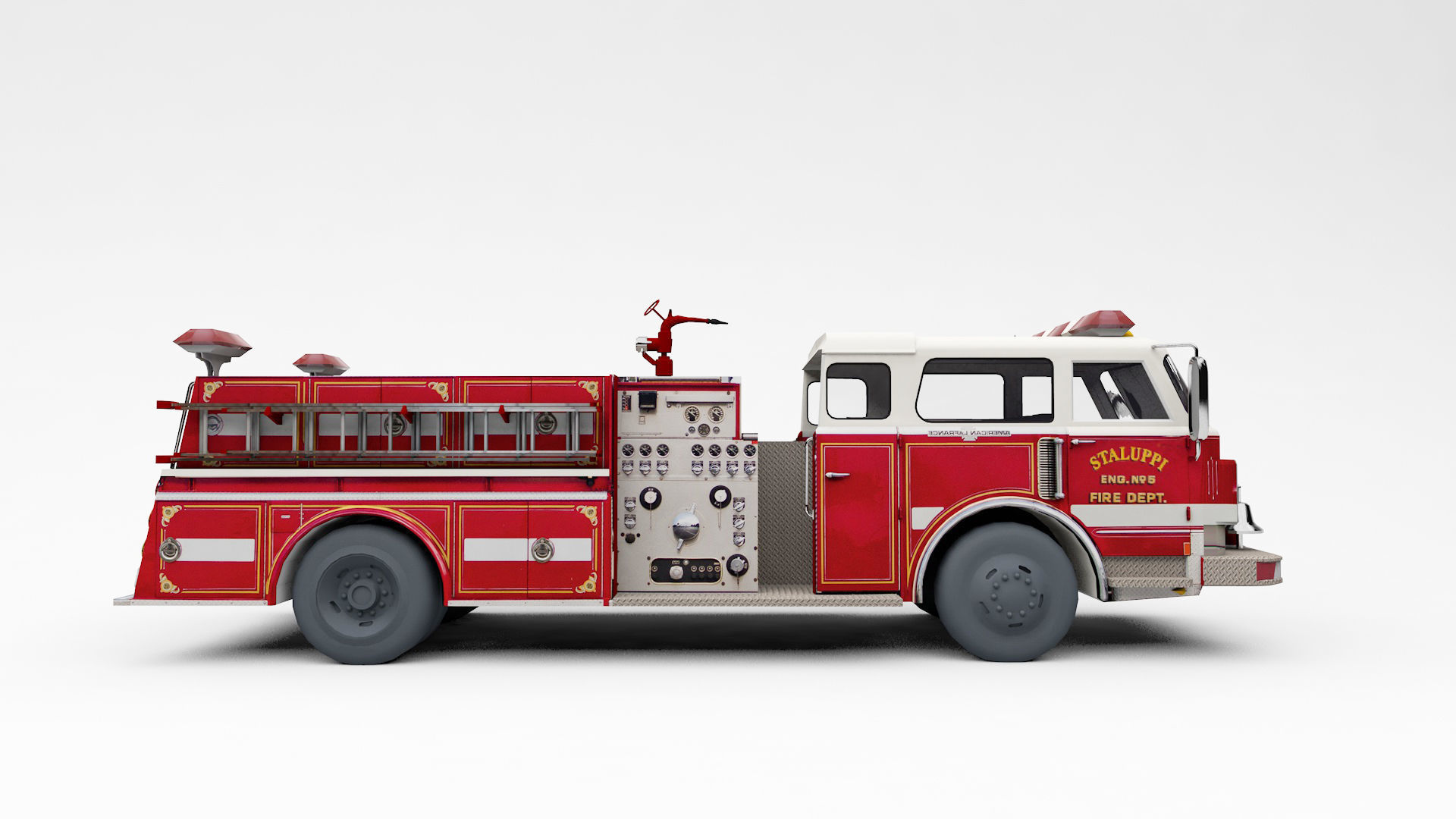 American Firetruck 3D model 3D model_3