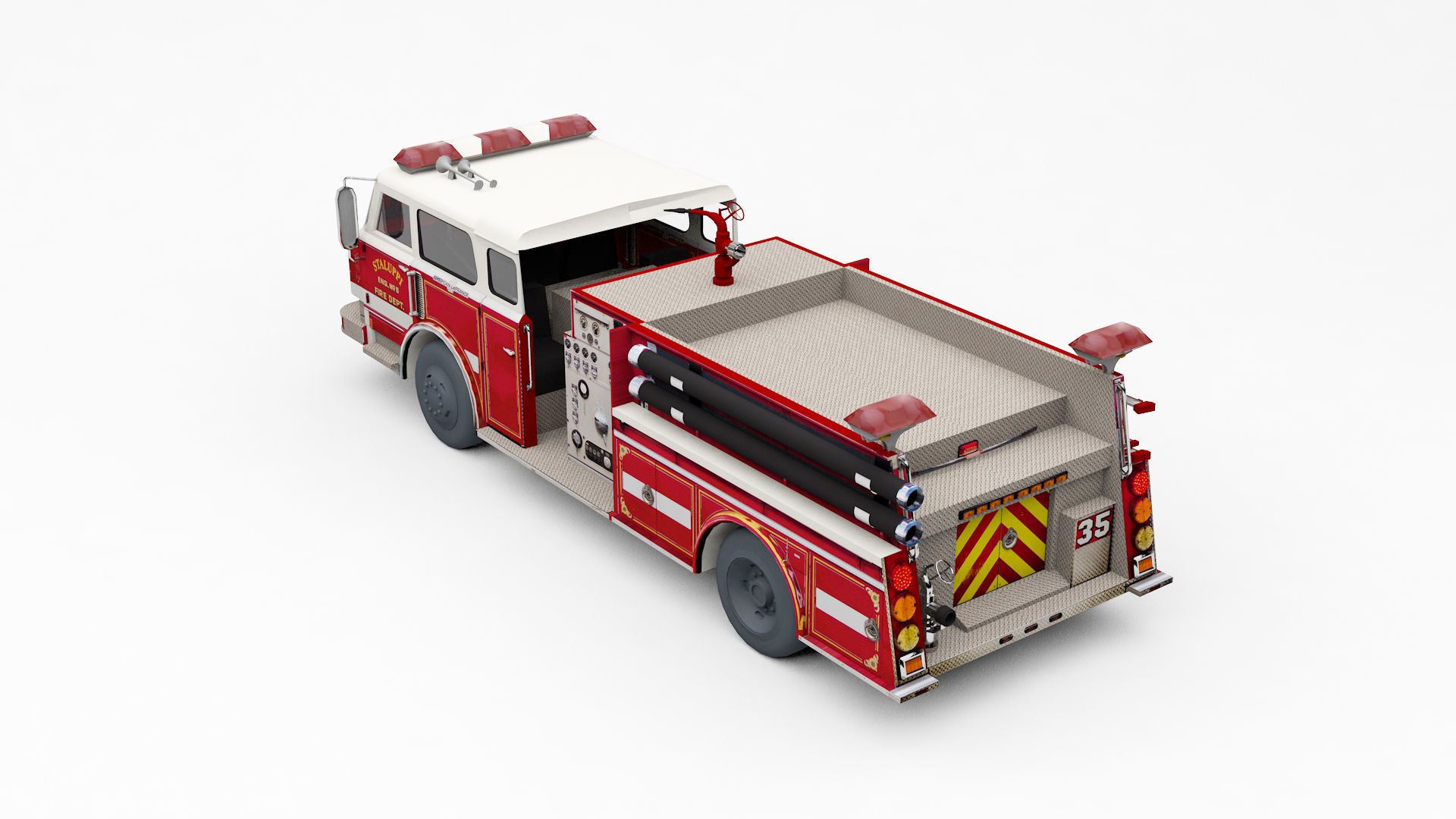 American Firetruck 3D model 3D model_4