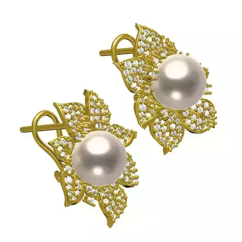 Unique Pearl diamond Flower Earring