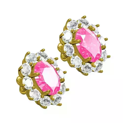 Oval Stone Cluster Stud Earring