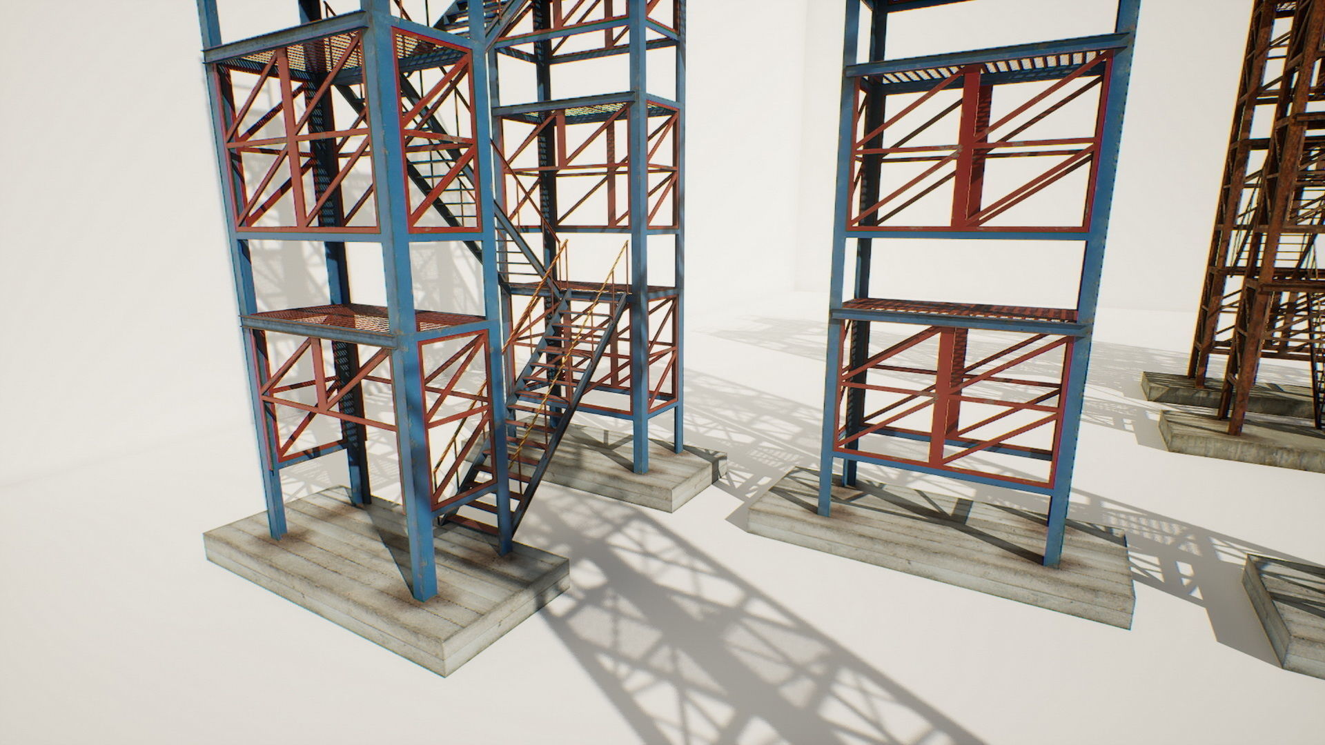 Industrial stairs modular Low-poly 3D model_2