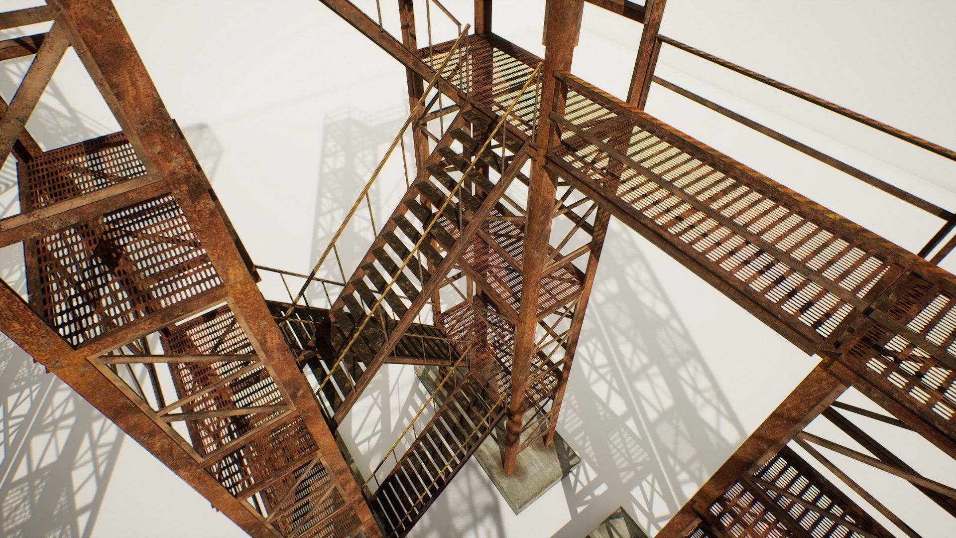 Industrial stairs modular Low-poly 3D model_8