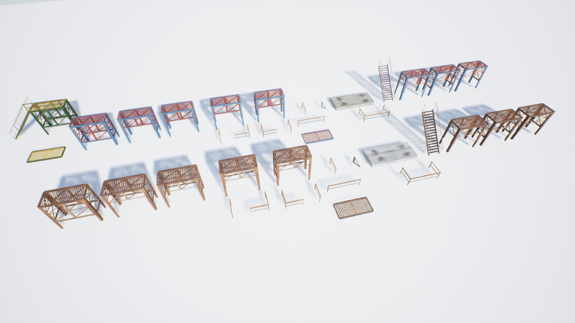 Industrial stairs modular Low-poly 3D model_19