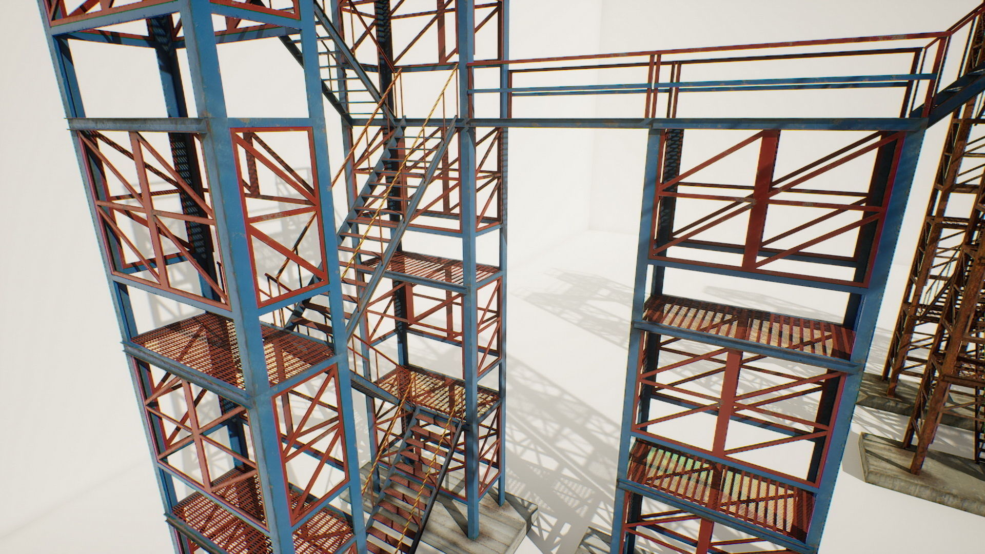 Industrial stairs modular Low-poly 3D model_3