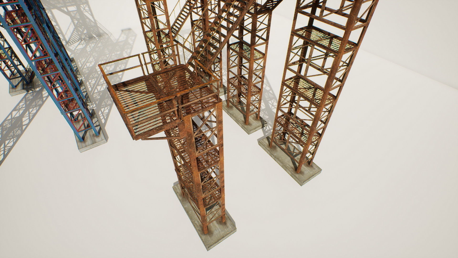 Industrial stairs modular Low-poly 3D model_10