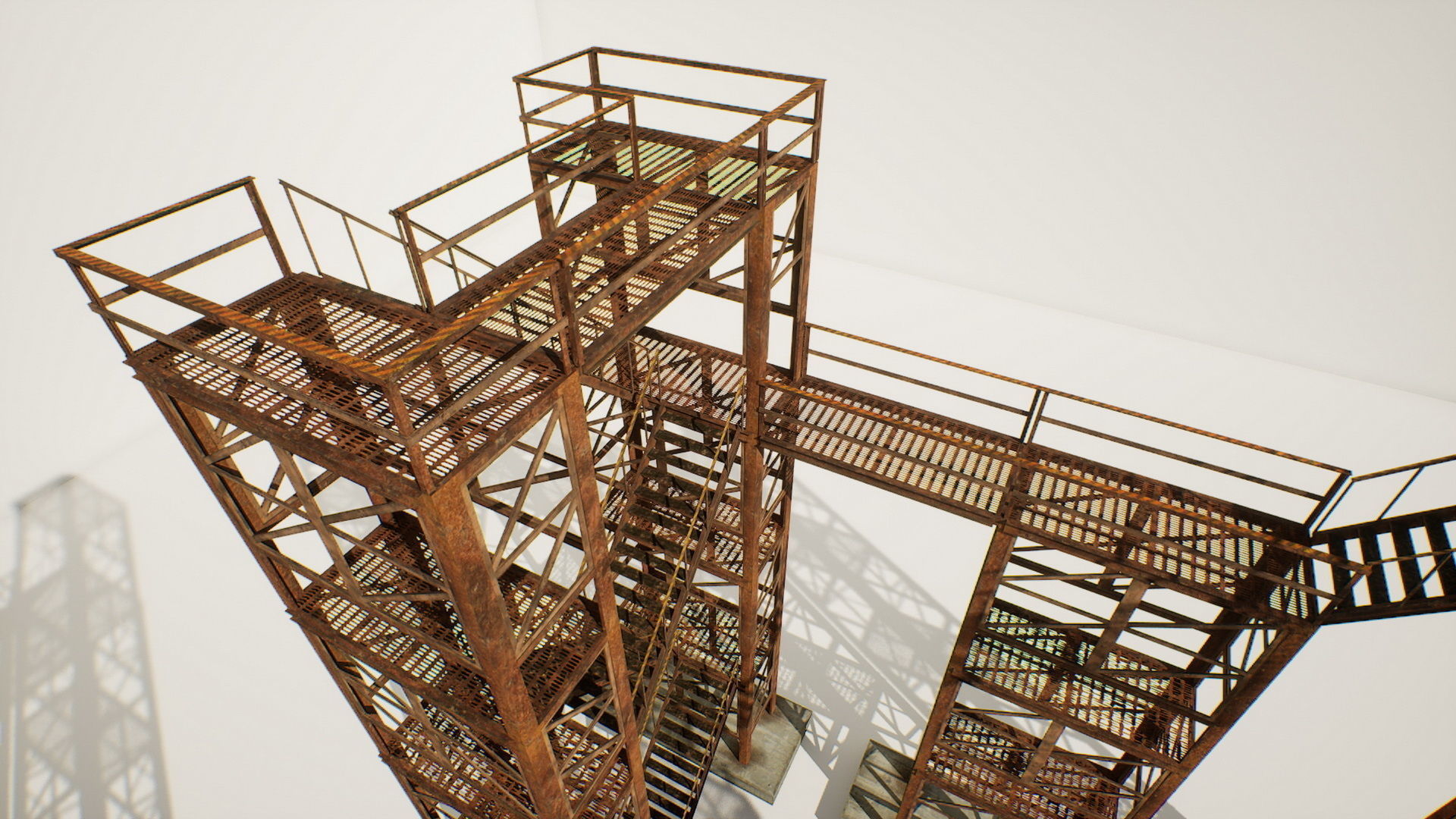 Industrial stairs modular Low-poly 3D model_7