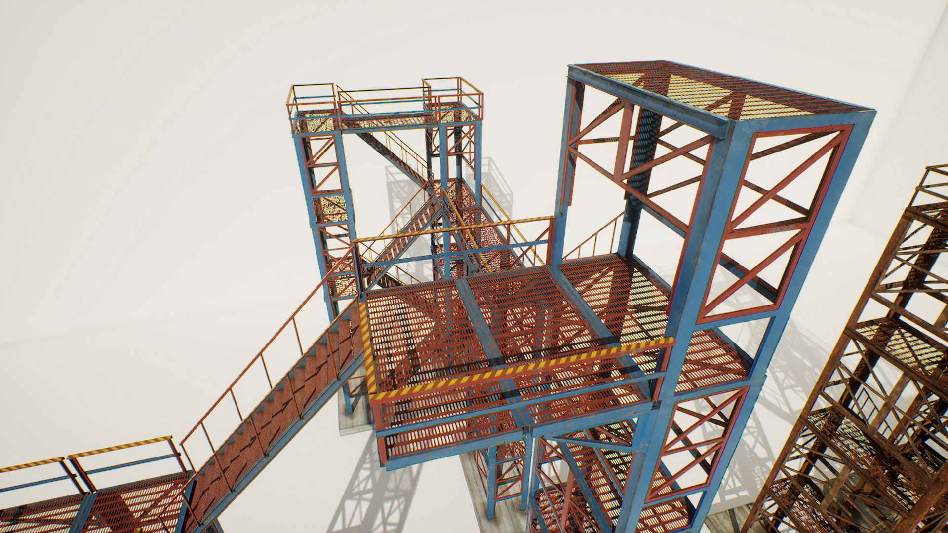 Industrial stairs modular Low-poly 3D model_6
