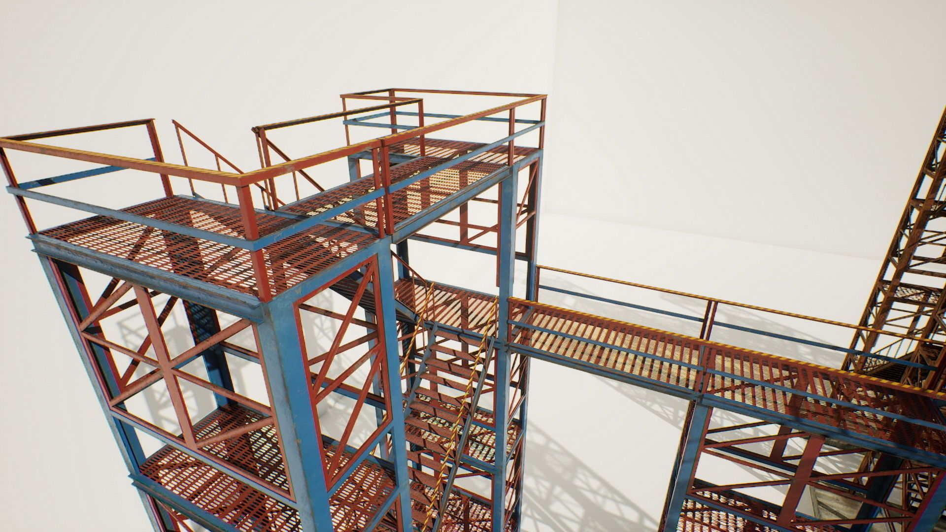 Industrial stairs modular Low-poly 3D model_4