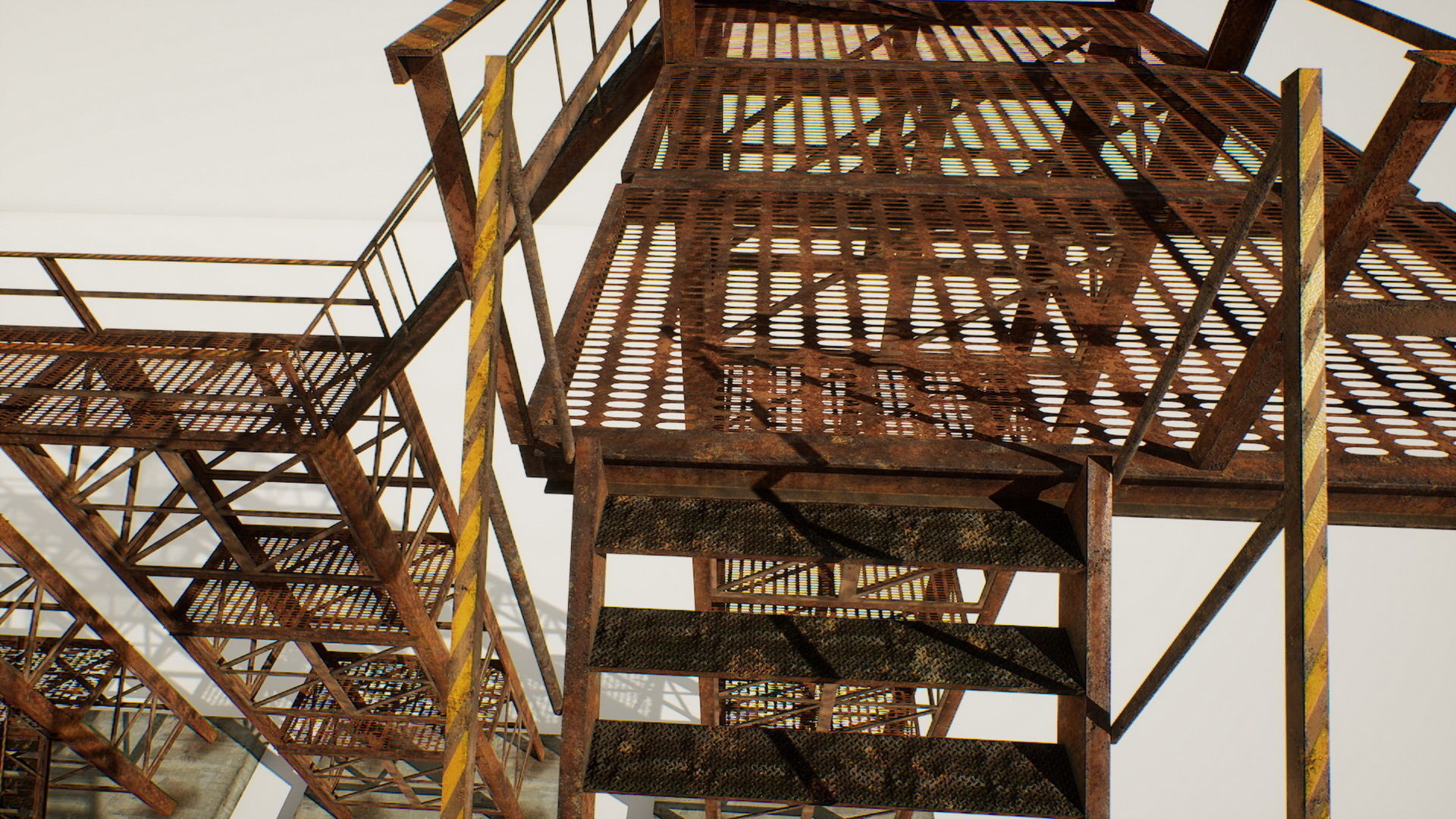 Industrial stairs modular Low-poly 3D model_15