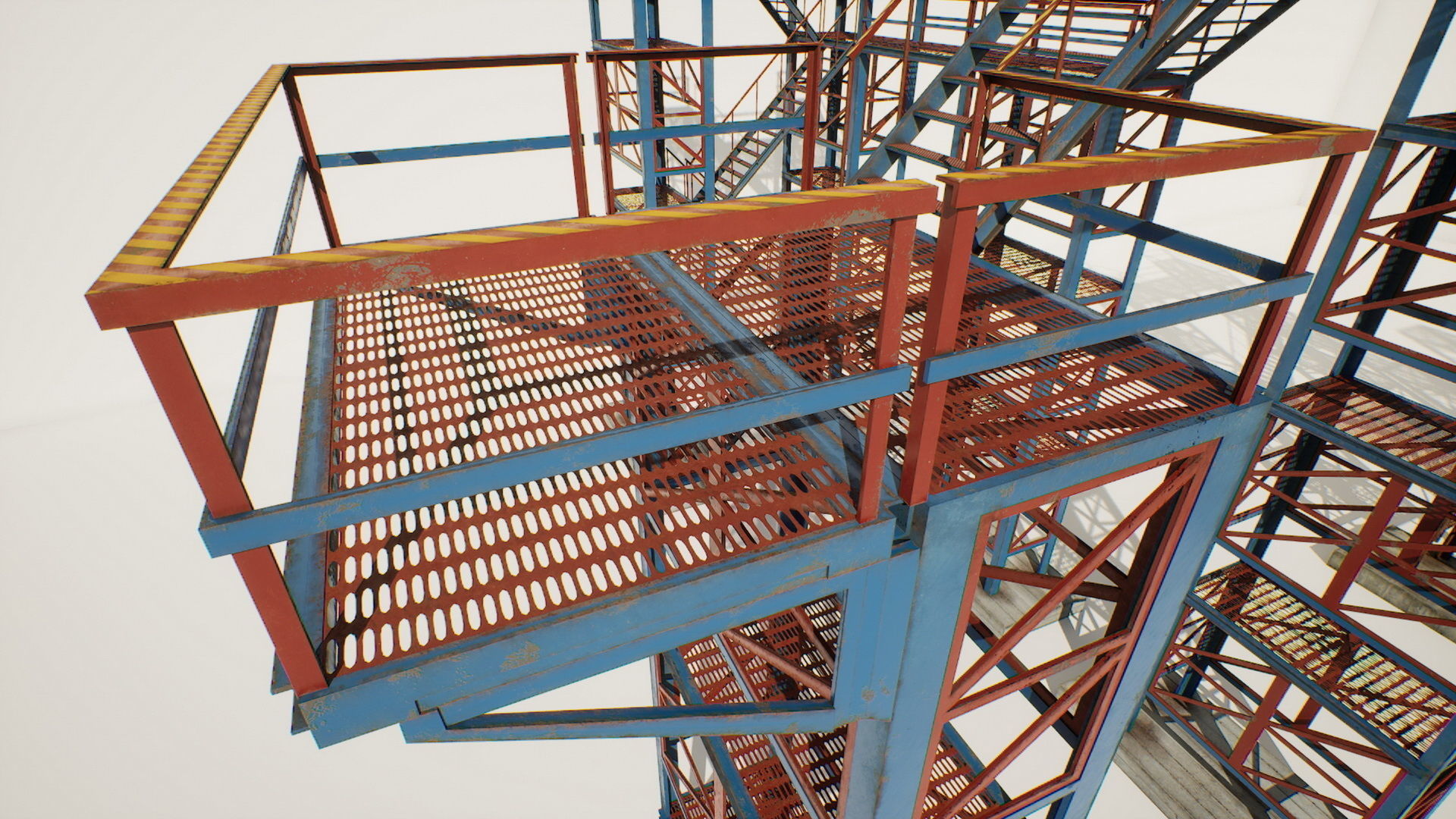 Industrial stairs modular Low-poly 3D model_12