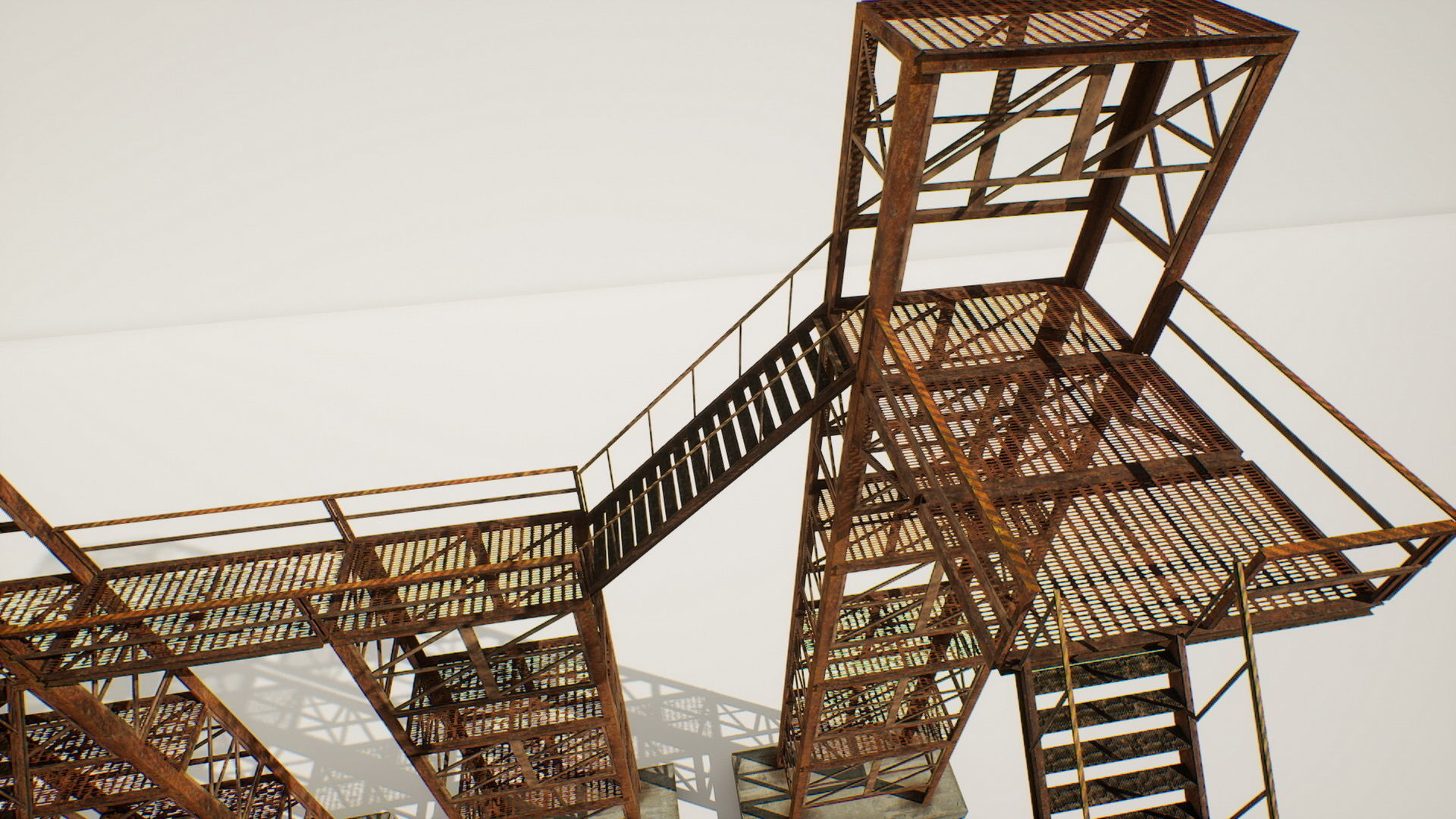 Industrial stairs modular Low-poly 3D model_9