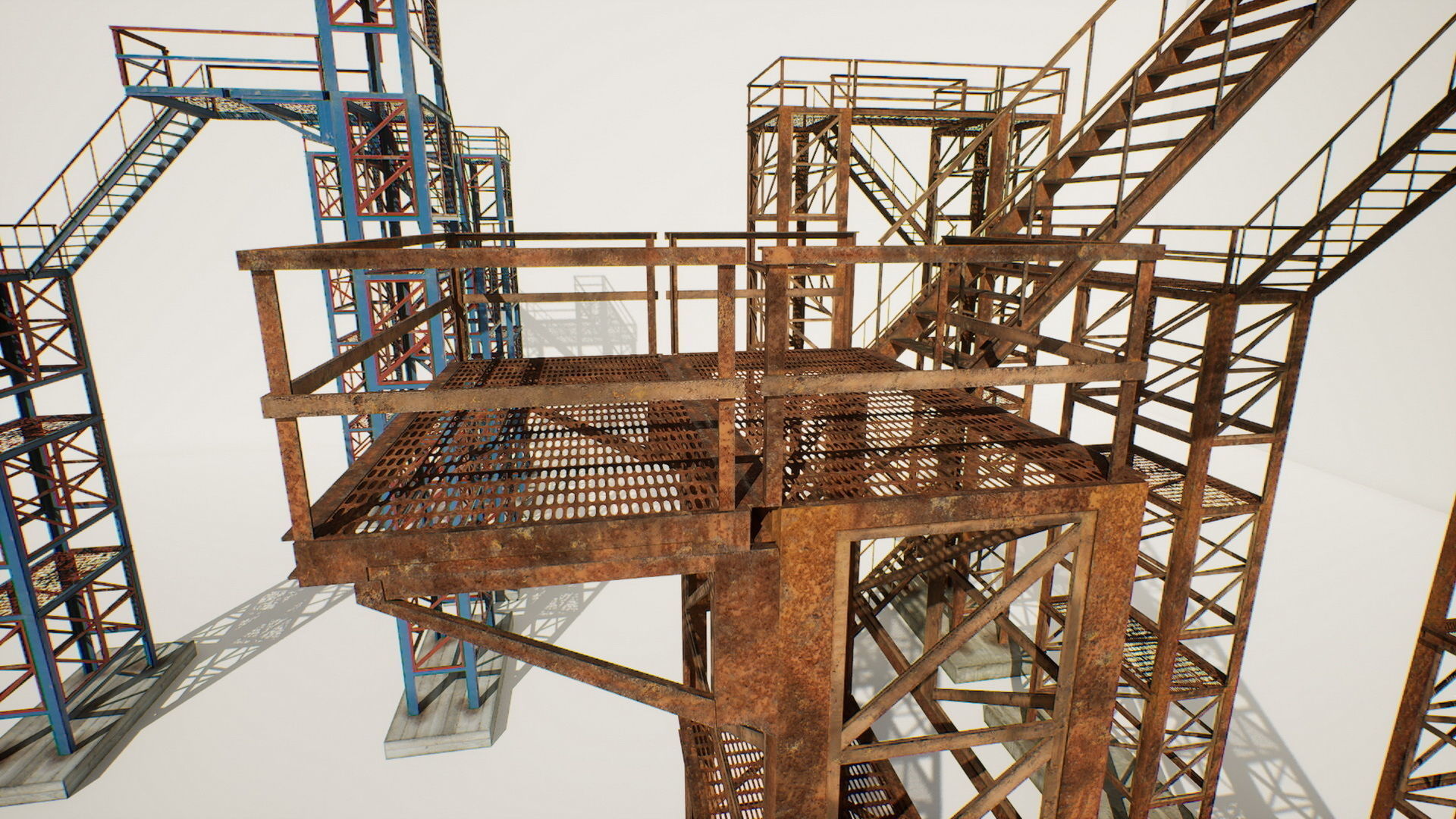 Industrial stairs modular Low-poly 3D model_11