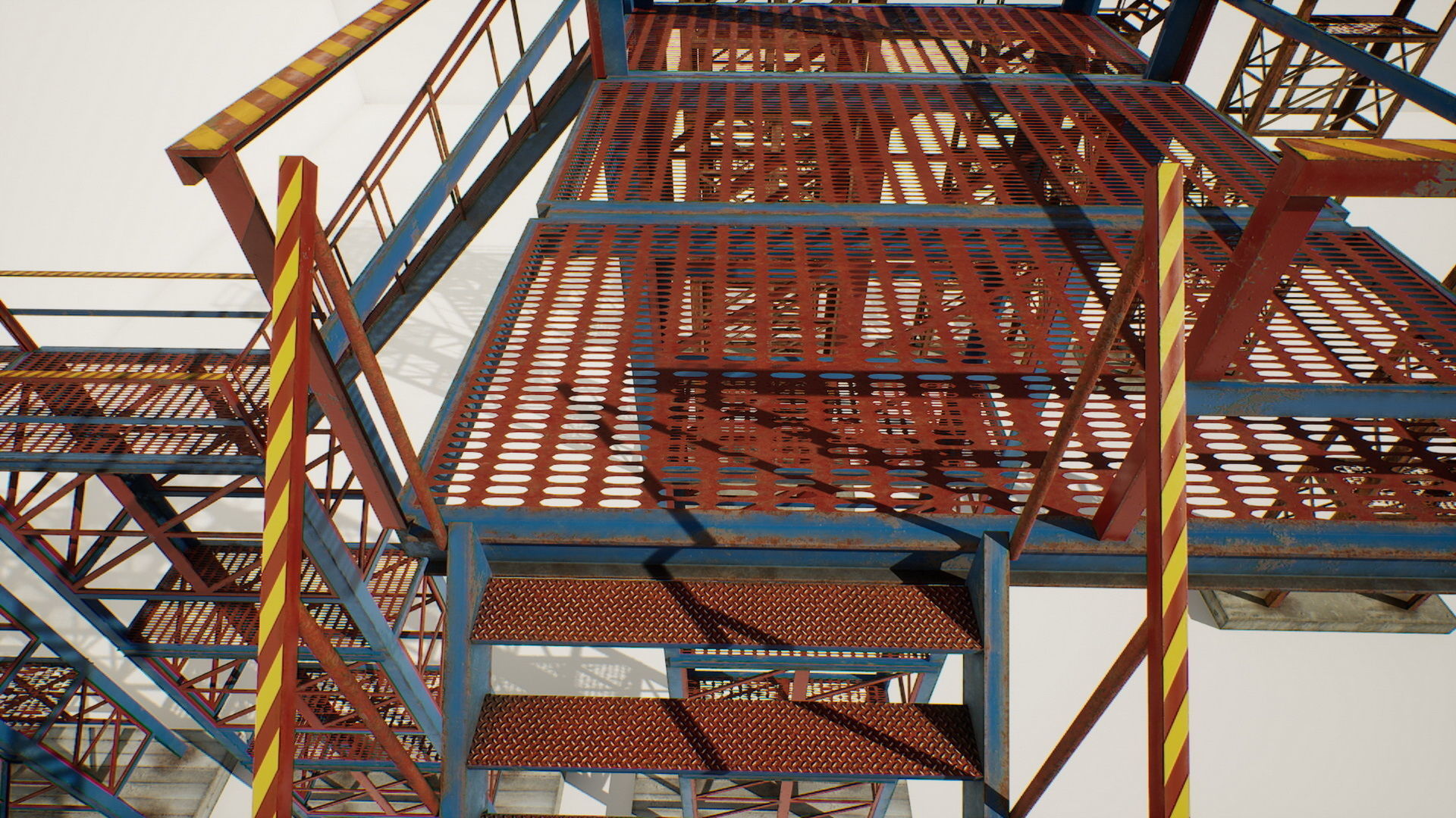 Industrial stairs modular Low-poly 3D model_16