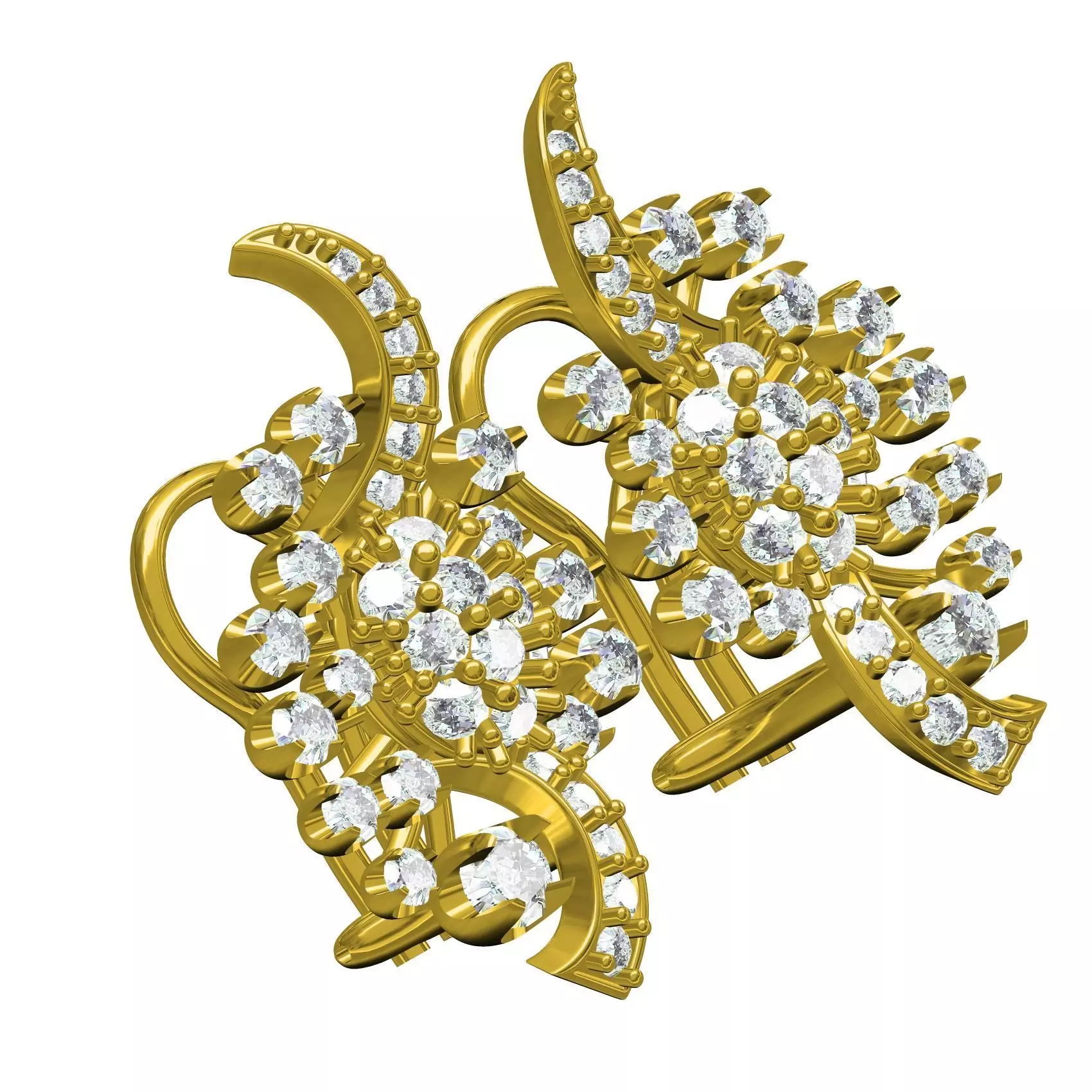 Antique Round Diamond Cluster Earring 3D print model