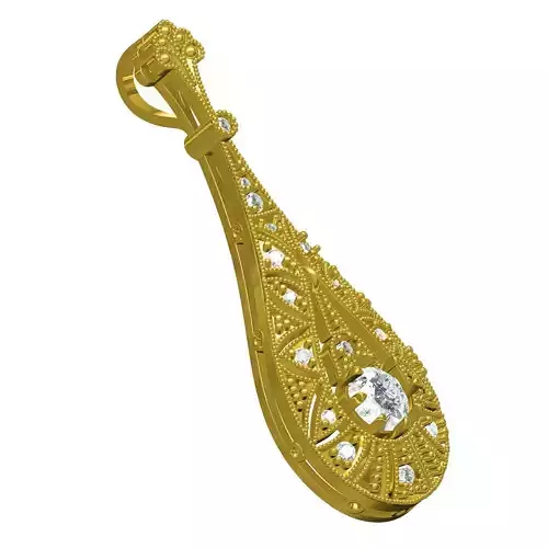 Unique Drop Shaped Art Deco Pendant 3D print model