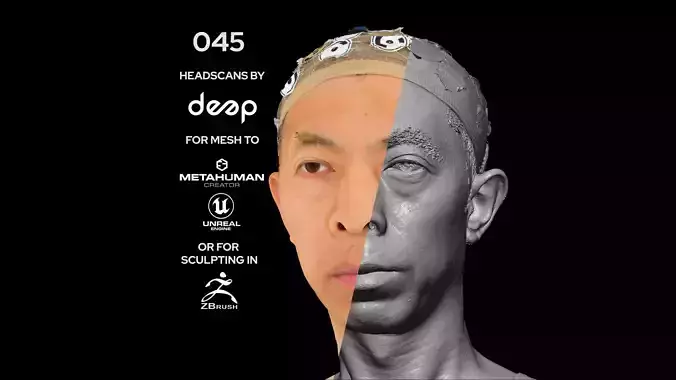 Asian Male 40s head scan 045 3D model