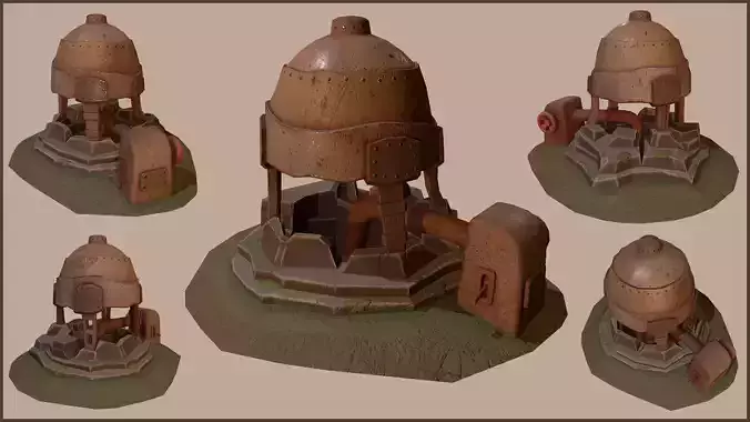 Simple Handpainted Rusty Well Low-poly 3D model