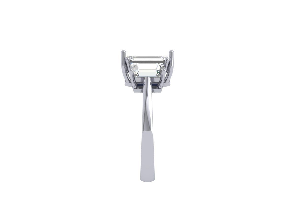 Emerald 3 Stone Art Deco Ring 3D print model_10