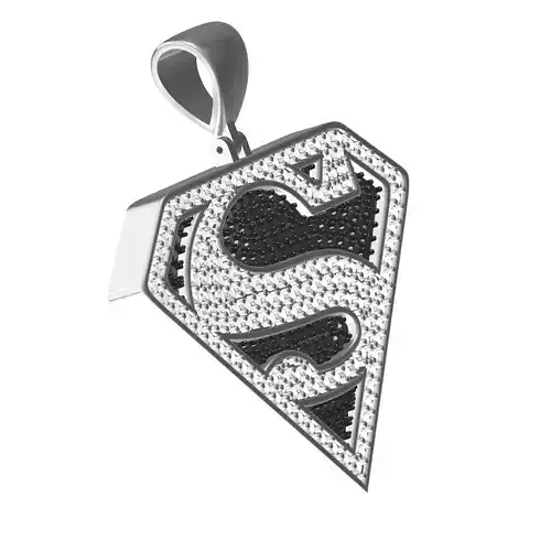 Superman Black and White Diamond Pendant
