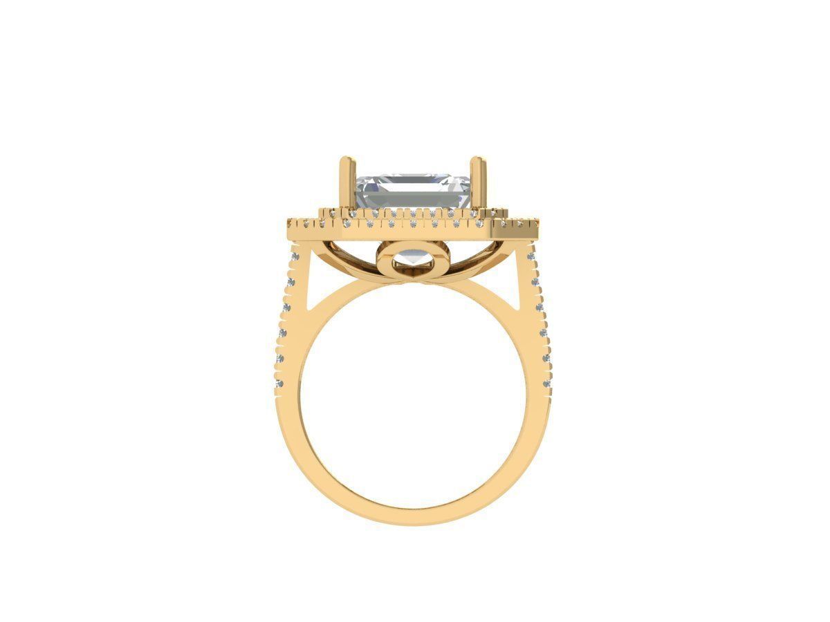 Asscher Solitaire Ring 3D print model_8