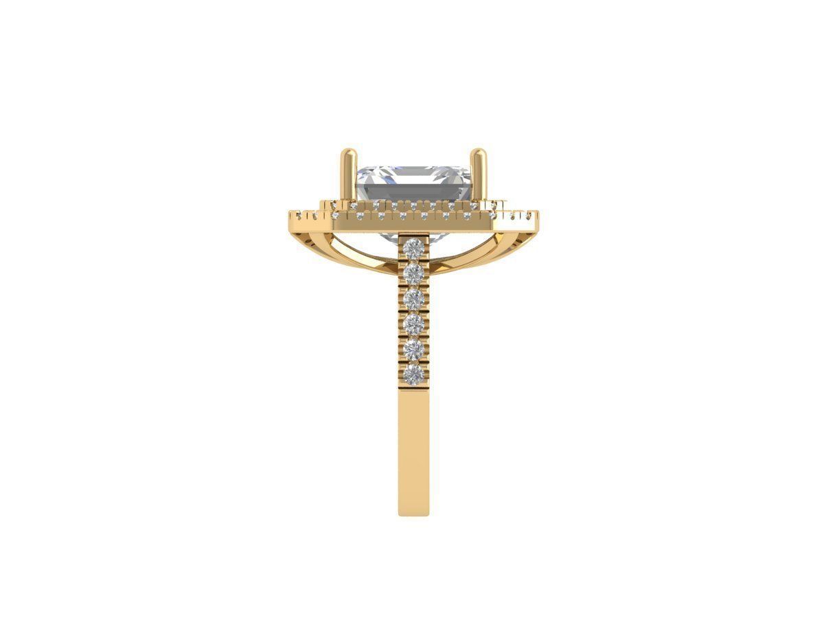 Asscher Solitaire Ring 3D print model_11
