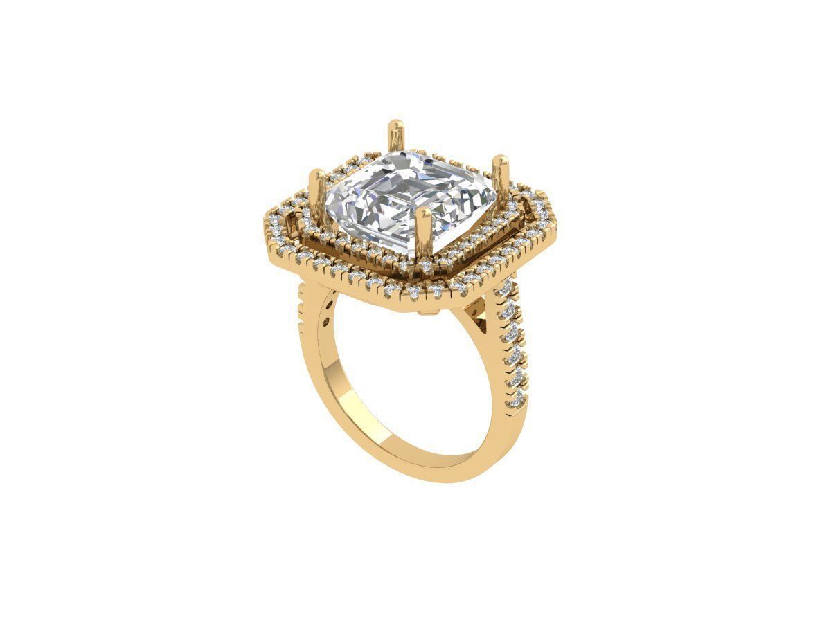 Asscher Solitaire Ring 3D print model_2
